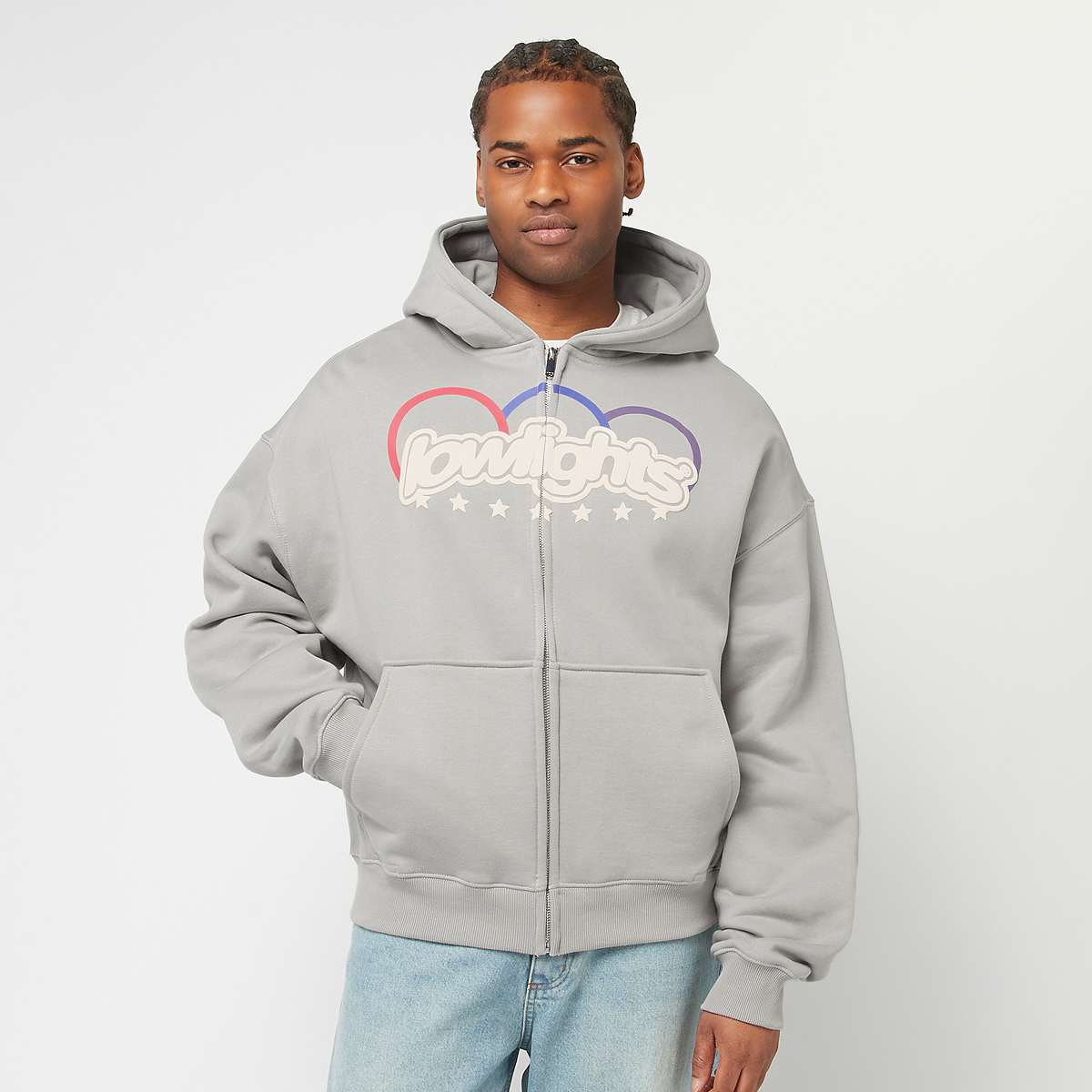 Low Lights Studios, Three Ring Logo Zip Hoodie Concrete, grey