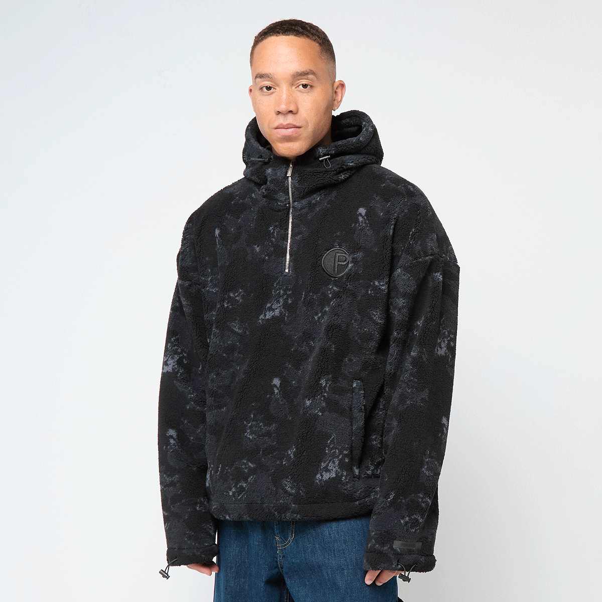 Pegador FALL TEDDY HALFZIP HOODIE black shadow blue Hoodies & Sweaters in zwart formaten: XL