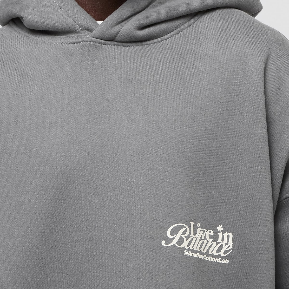 Another Cotton Lab Live in Balance Heavy Oversized Hoodie men Hoodies & Sweaters grijs Maat S Kleding