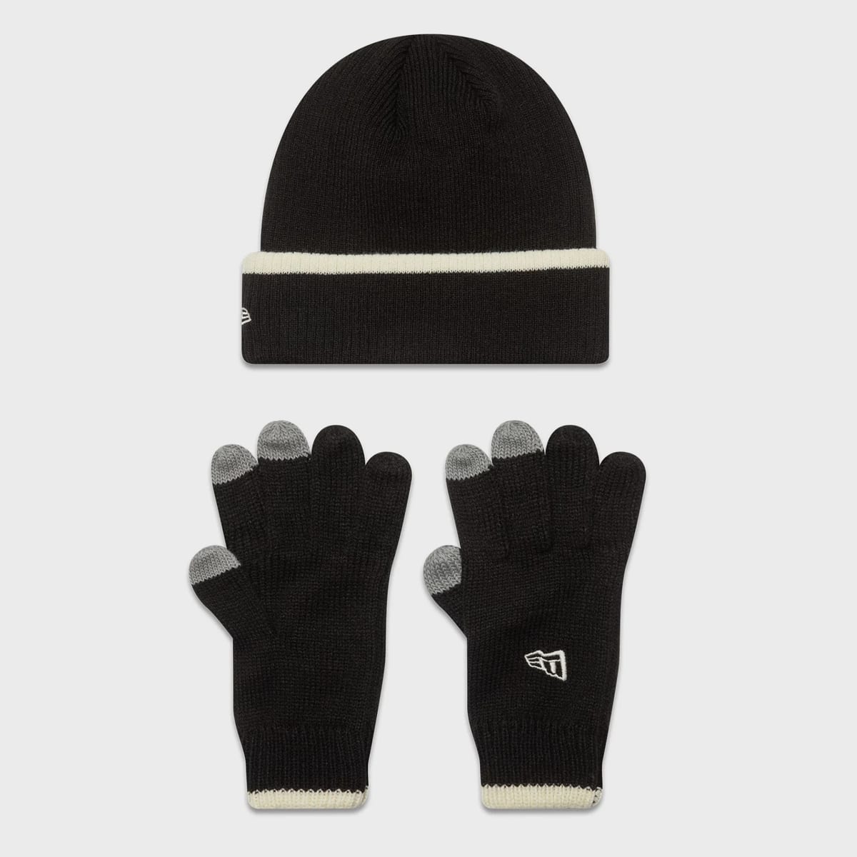 new era Script Beanie Set blk ofw unisex Mutsen zwart Maat ONE SIZE Accessoires