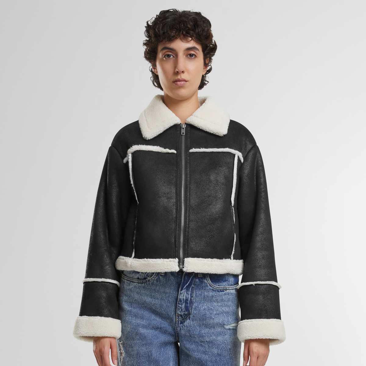 Urban Classics Shearling Jacket Tussenseizoensjassen in zwart formaten: L