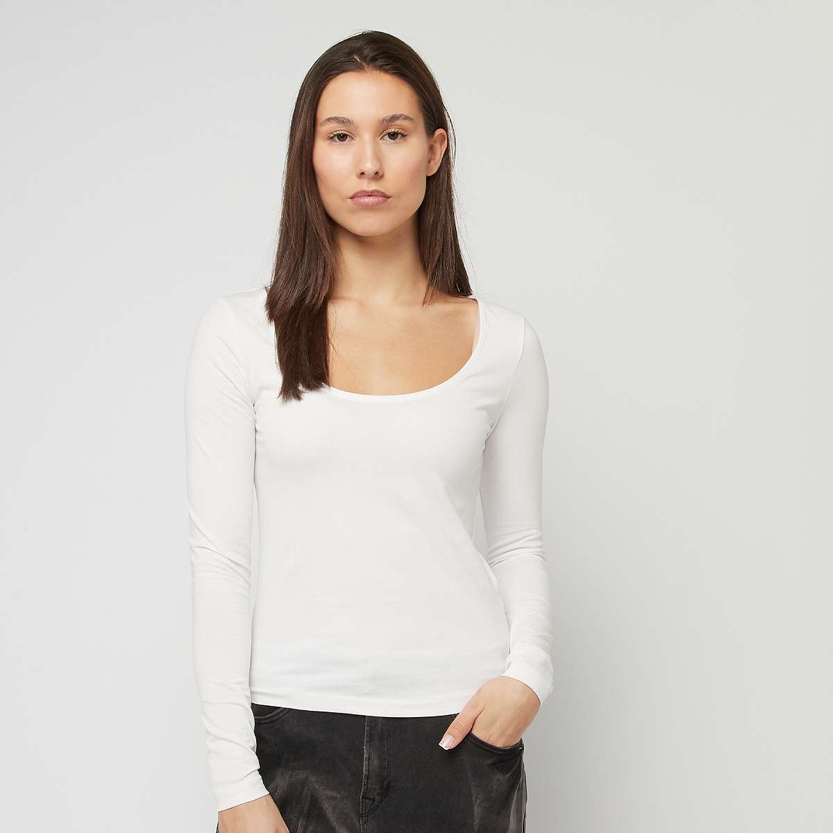 Urban Classics Ladies Wide Neck Longsleeve women Longsleeves wit Maat XS Kleding