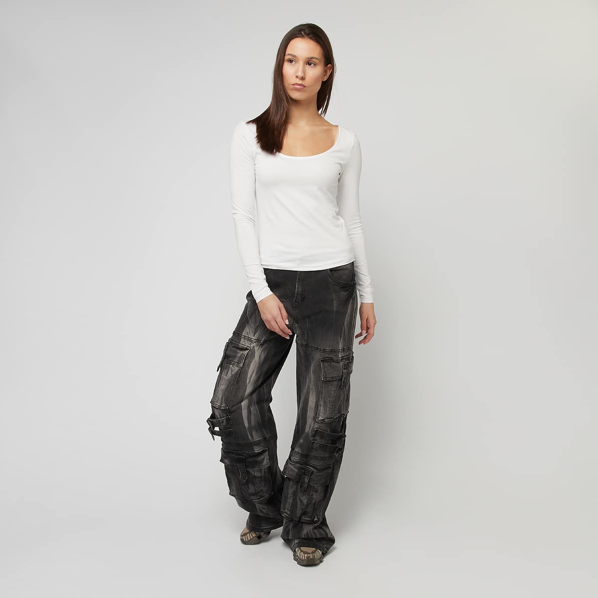 Urban Classics Ladies Wide Neck Longsleeve Women Longsleeves wit Maat XS Kleding