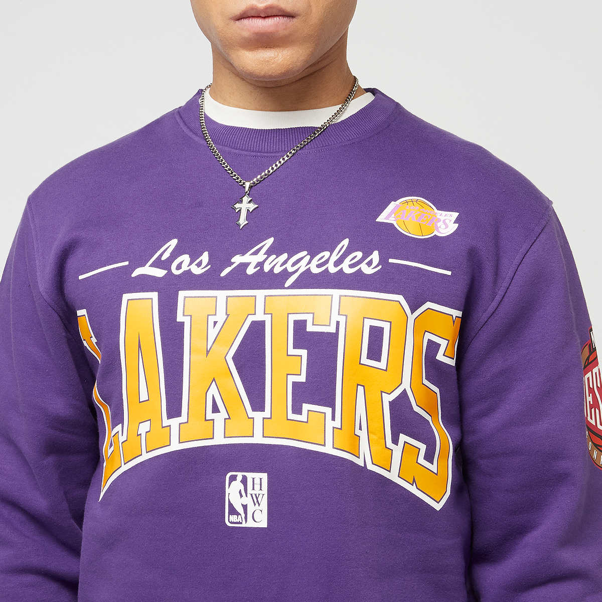 Mitchell & Ness NBA Los Angeles Lakers There Back Fleece Crew men Hoodies Sweaters roze Maat S Kleding