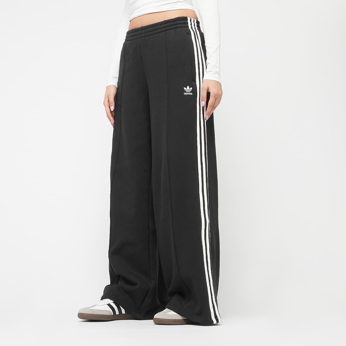 adidas Originals Wide-Leg Broek met 3 Strepen Trainingsbroeken in zwart formaten: S
