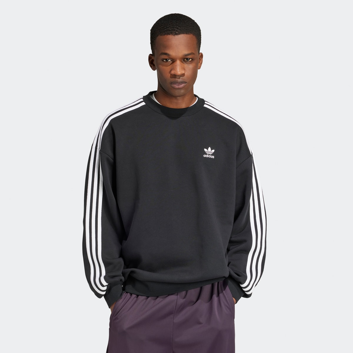 adidas Originals Oversized 3-strepen crew sweatshirt men Hoodies & Sweaters zwart Maat S Kleding