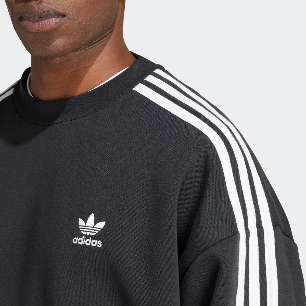 adidas Originals Oversized 3-strepen crew sweatshirt men Hoodies & Sweaters zwart Maat S Kleding