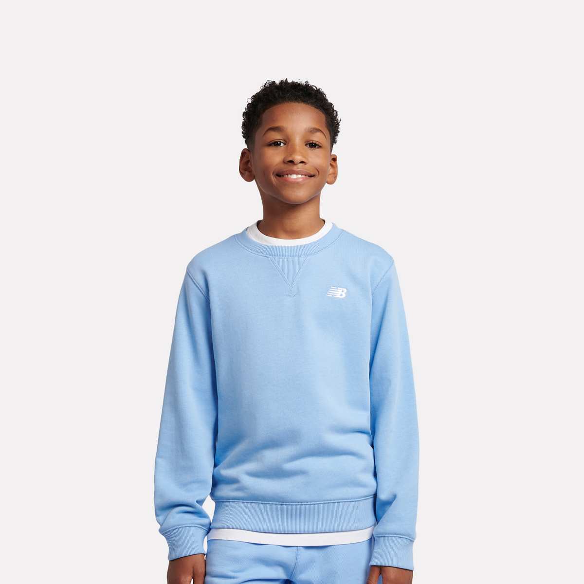 New Balance French Terry Small Logo Crew unisex Hoodies & Sweaters blauw Kleding