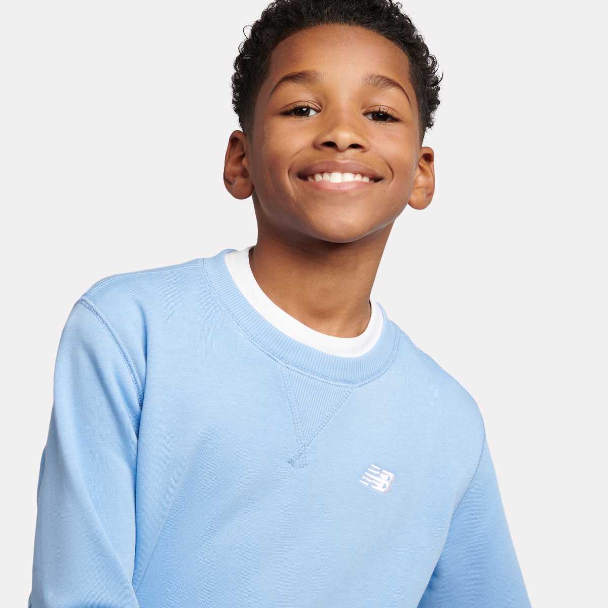 New Balance French Terry Small Logo Crew unisex Hoodies & Sweaters blauw Kleding