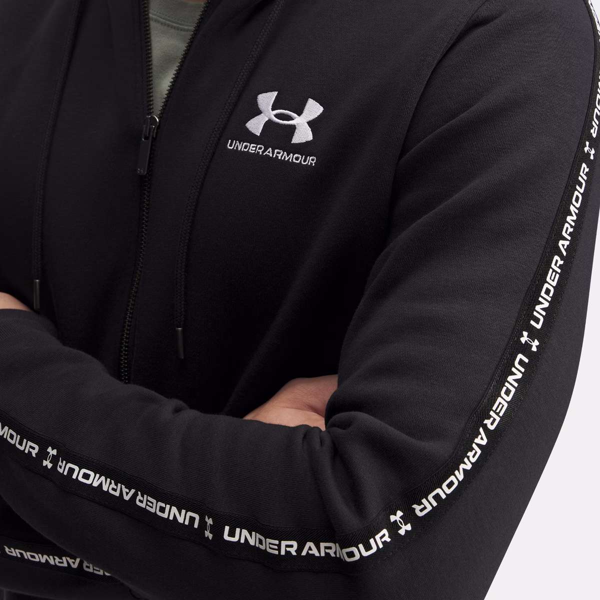 Under Armour UA Icon Fleece FZ Taping black men Hoodies & Sweaters zwart Maat S Kleding