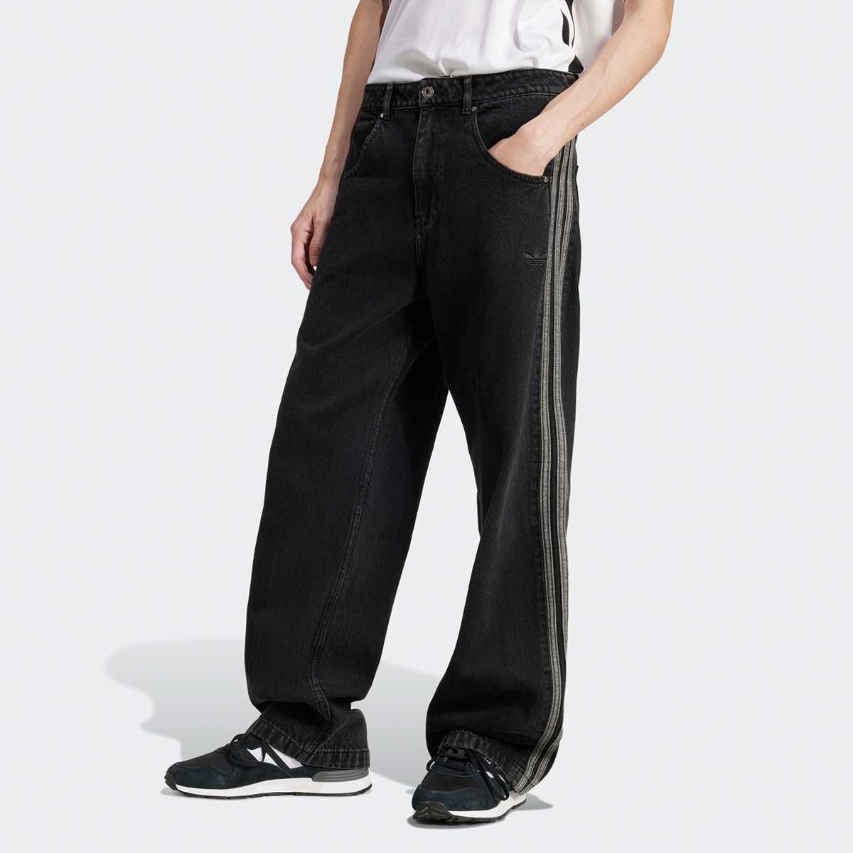 adidas Originals, Denim Firebird Pants, black
