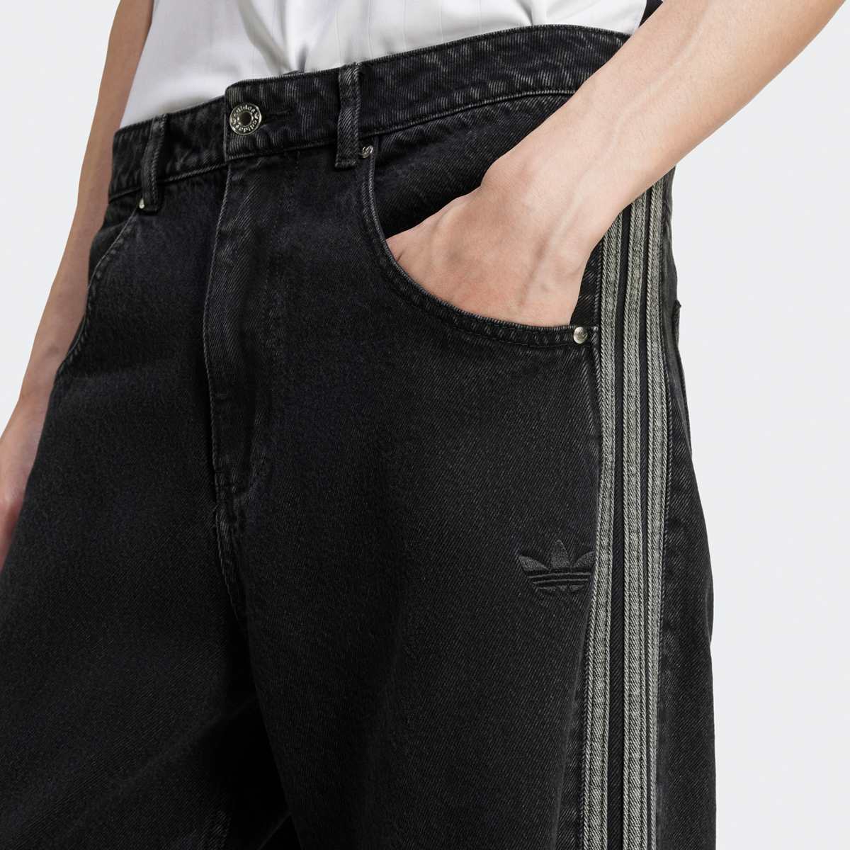 adidas Originals Denim Firebird Broek men Spijkerbroeken zwart Kleding