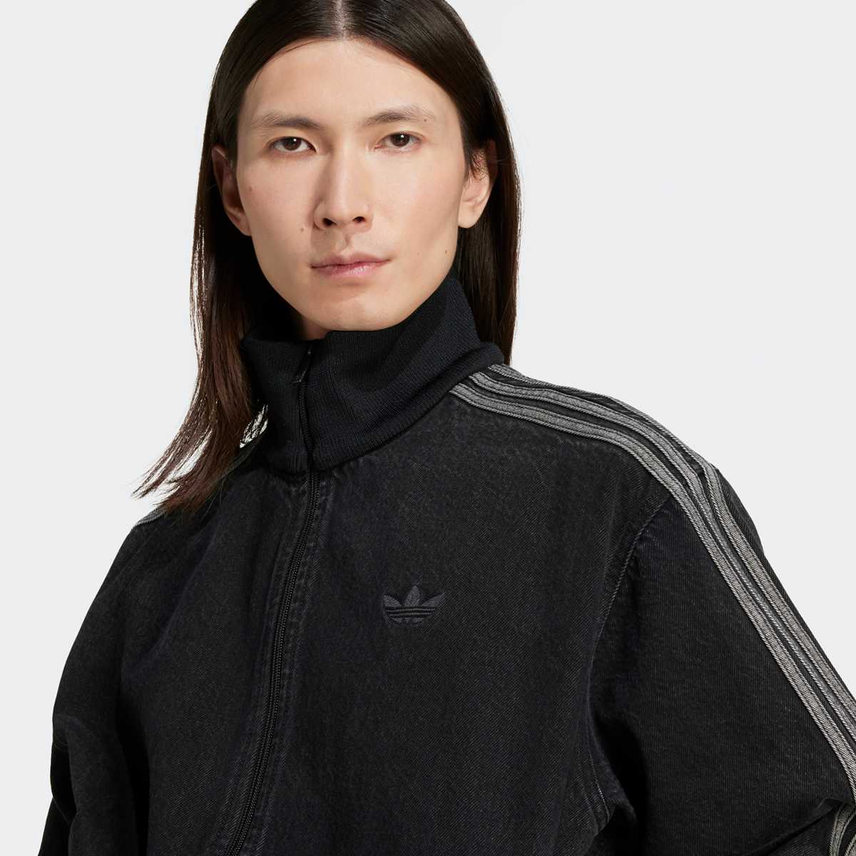 adidas Originals Denim Firebird Jacket men Trainingspakken zwart Maat S Kleding