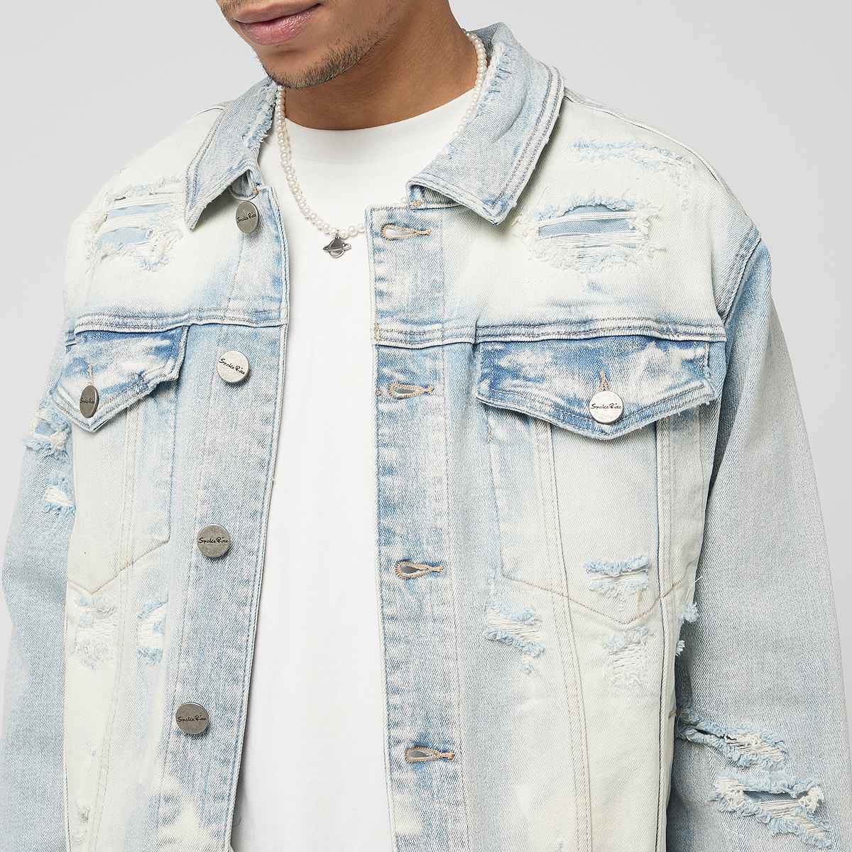 Smoke Rise Vintage Rip & Repair Denim Jacket men Spijkerjassen blauw Maat XS Kleding