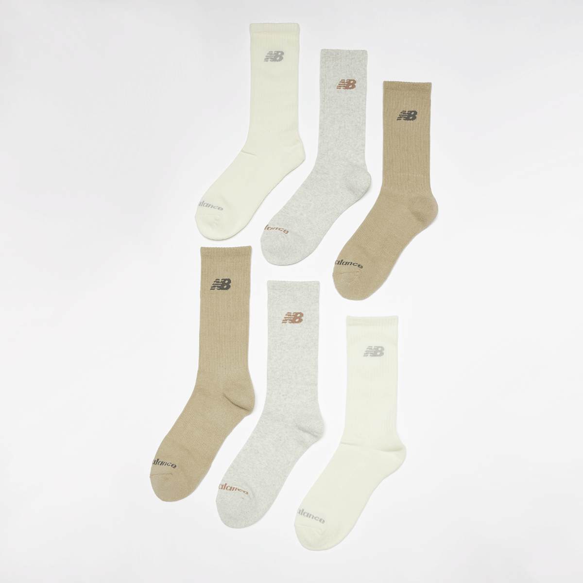 New Balance 6 PACK Everyday Crew Socks Sokken in bruin formaten: 35-38
