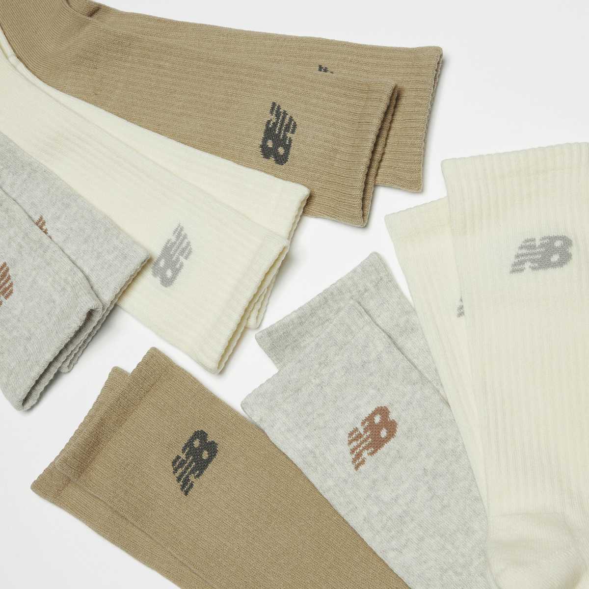 New Balance 6 PACK Everyday Crew Socks Sokken in bruin formaten: 35-38