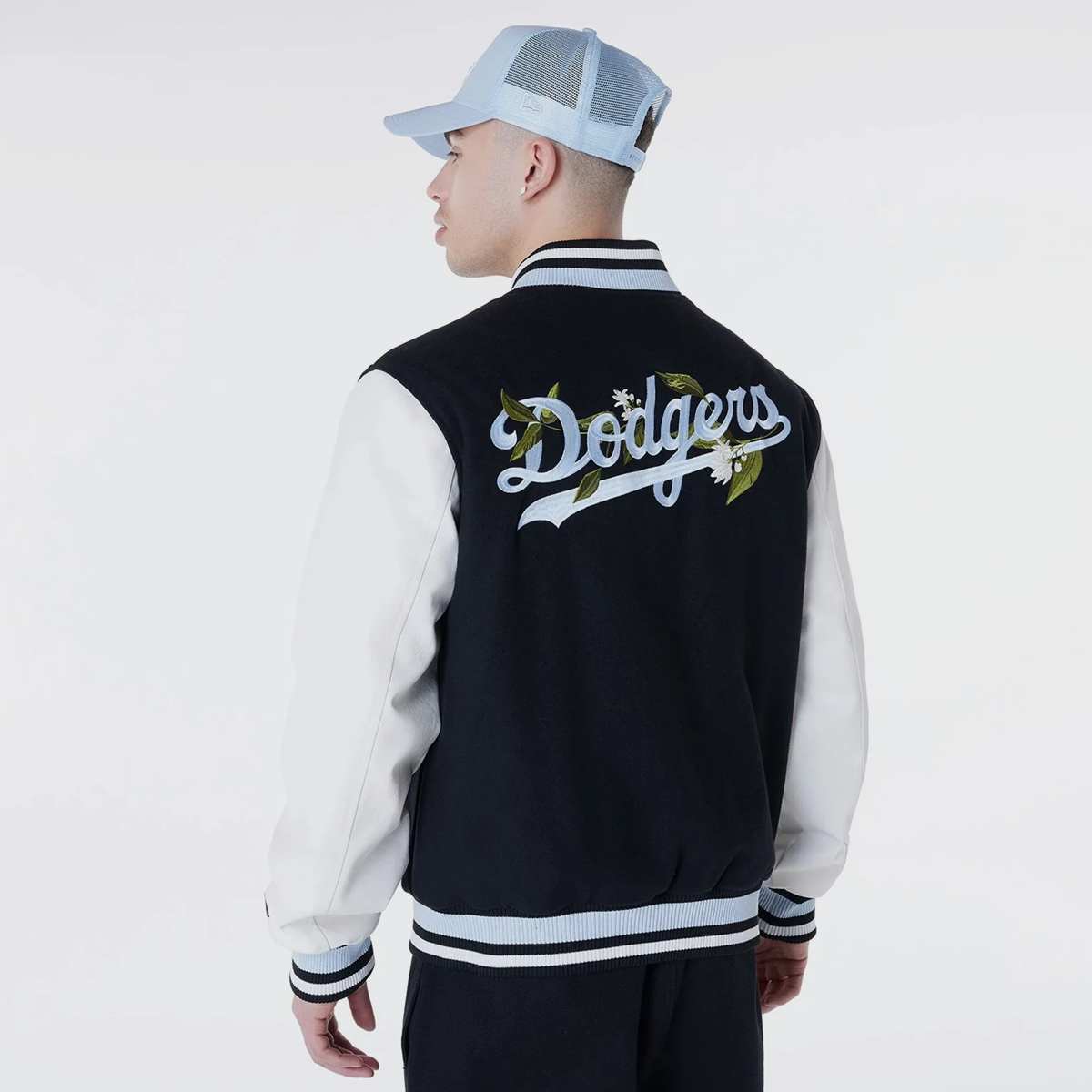 new era MLB Floral Varsity Jacket Los Angeles Dodgers men College jacks zwart Maat S Kleding