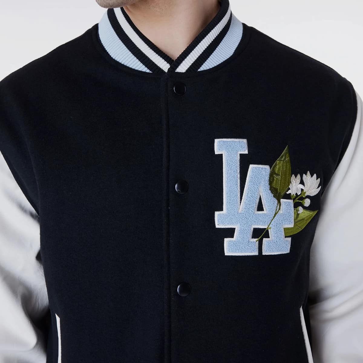 new era MLB Floral Varsity Jacket Los Angeles Dodgers men College jacks zwart Maat S Kleding