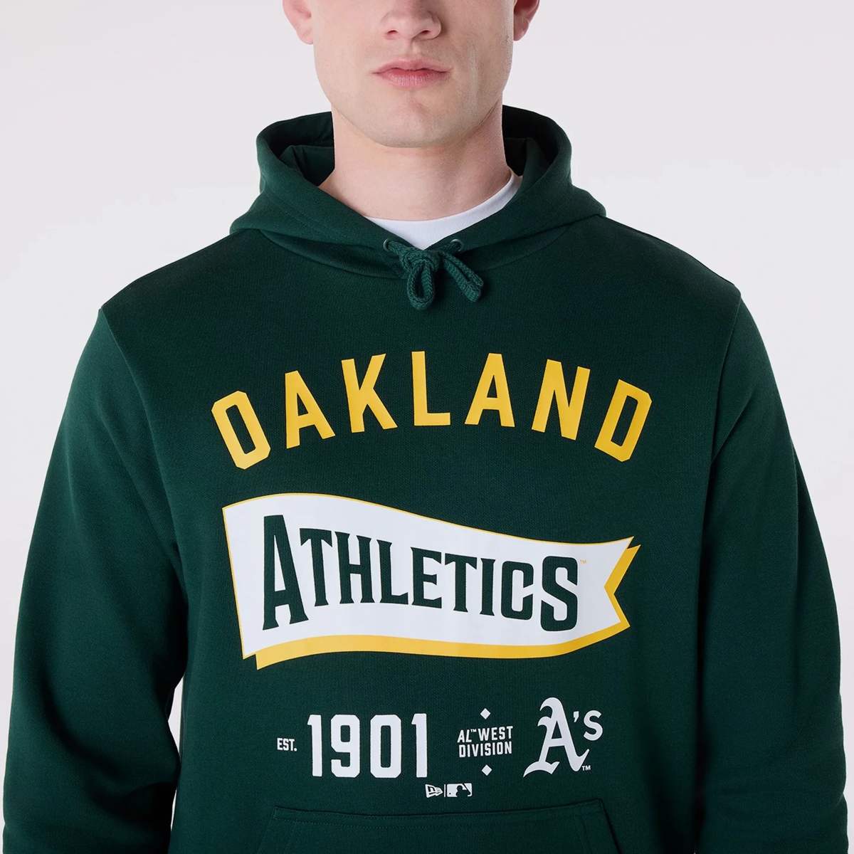 new era MLB Pennant Graphic Hoodie Oakland Athletics men Hoodies & Sweaters groen Maat S Kleding