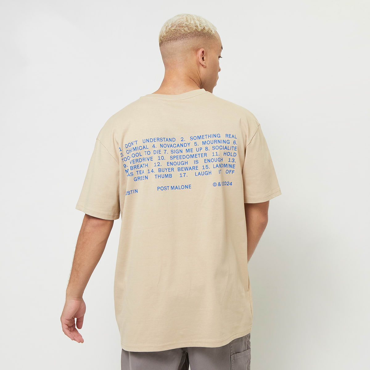 Upscale by Mister Tee Post Malone Tracklist Oversize Tee T-Shirts & Polo's in beige formaten: XS