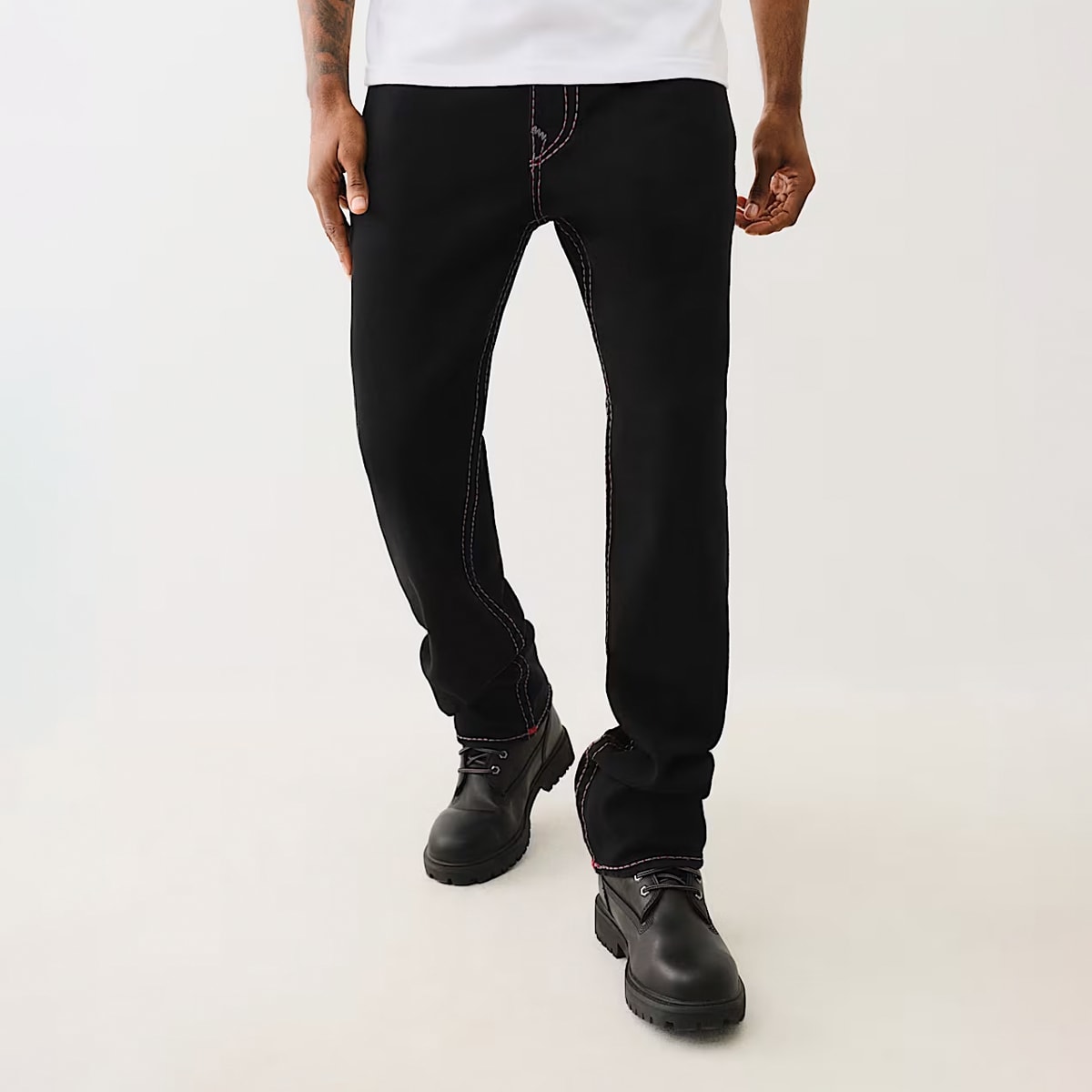 True Religion Ricky Super T Pick Stitch Straight Jeans Spijkerbroeken in zwart formaten: 34