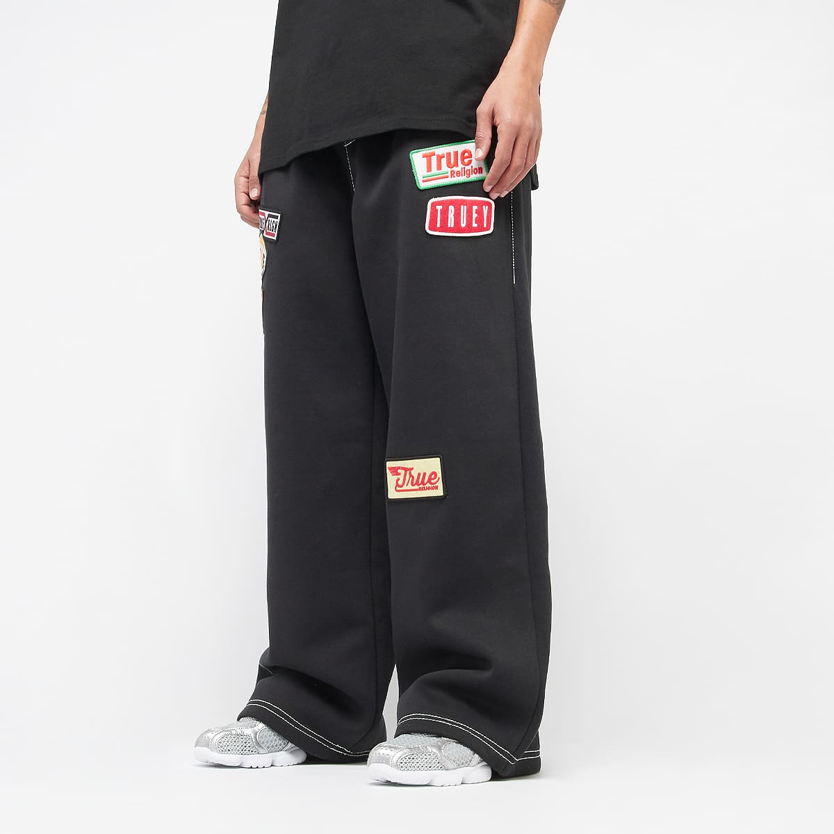 True Religion Patch Big-T Baggy Sweatpants men Trainingsbroeken zwart Maat XL Kleding