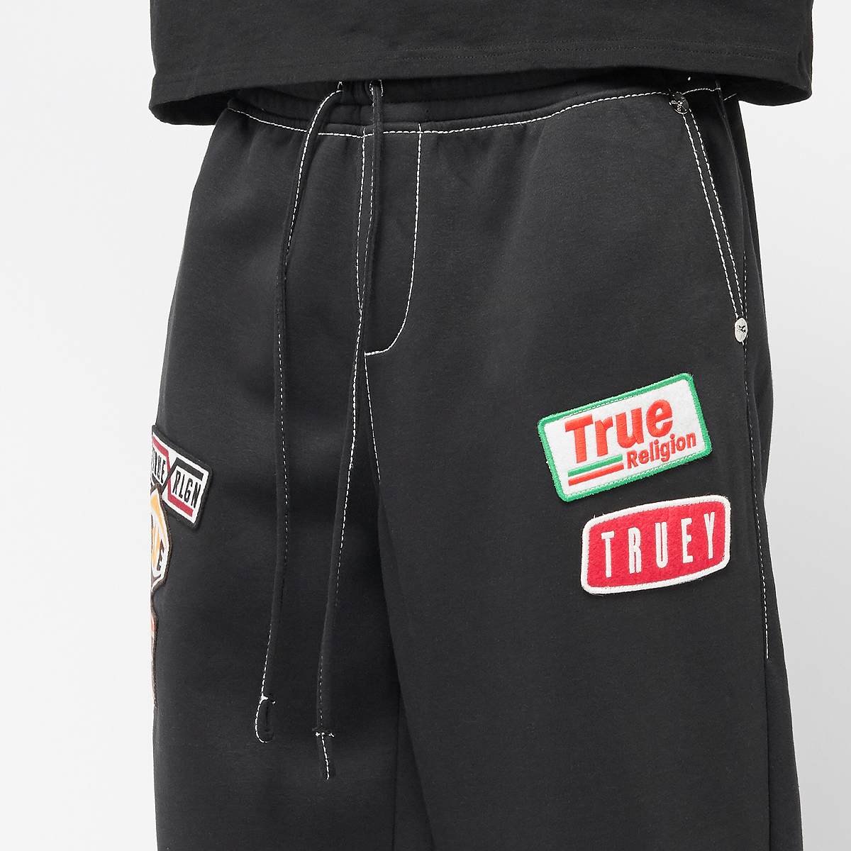 True Religion Patch Big-T Baggy Sweatpants Trainingsbroeken in zwart formaten: S