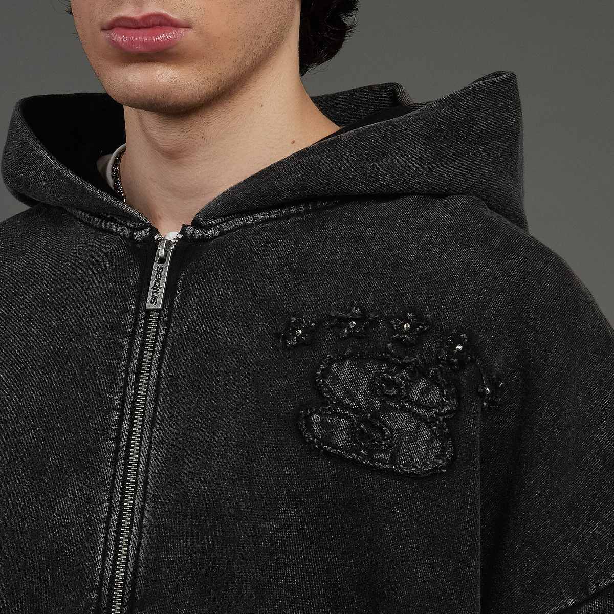 SNIPES S Emblem Inside Out Oversized Zip Hoodie Men Hoodies & Sweaters zwart Maat XS Kleding