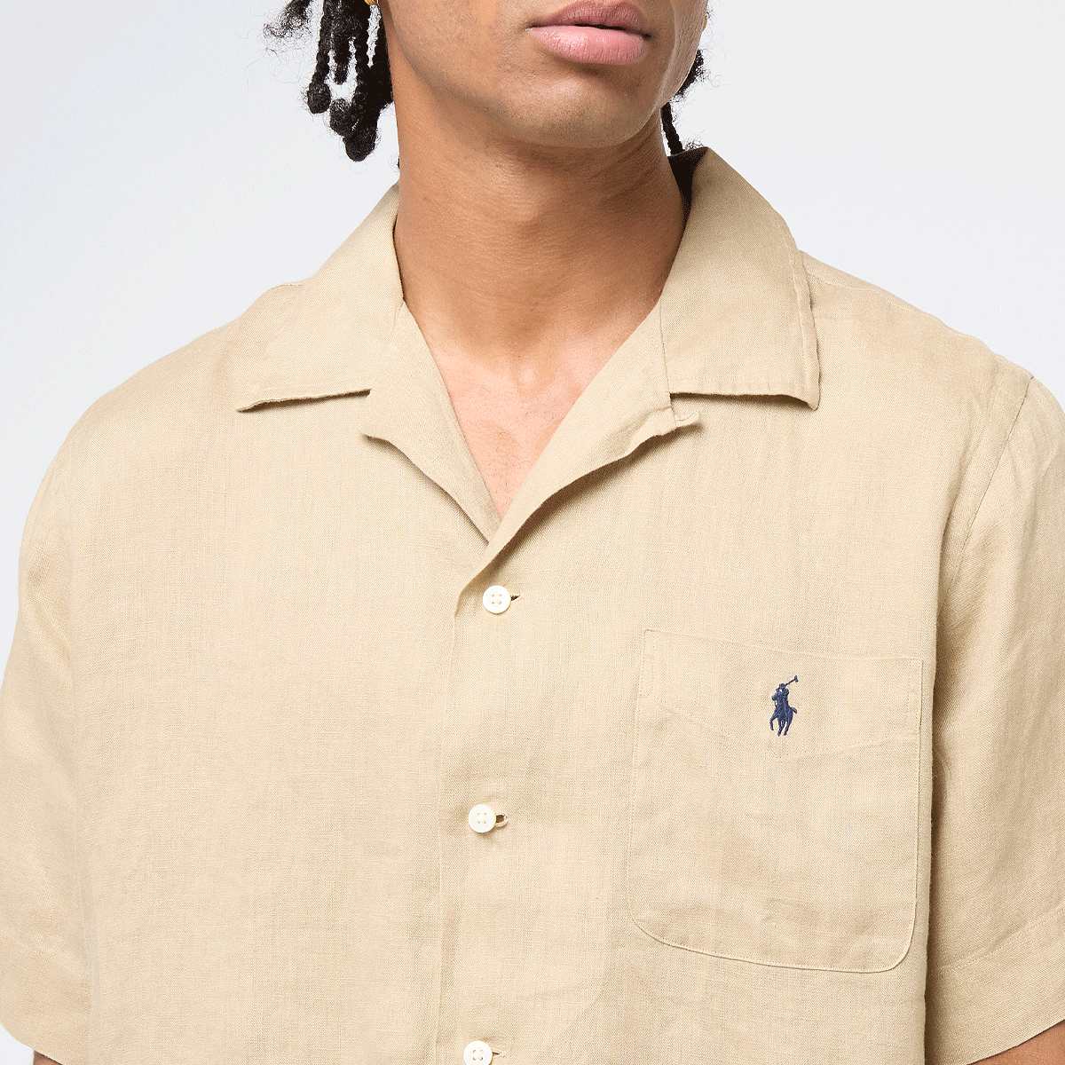 Polo Ralph Lauren Shortsleeve Sport Shirt men Overhemden beige Maat M Kleding