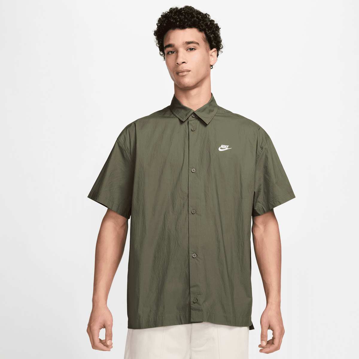 Nike, Club Shortsleeve Button Oversize Shirt, green