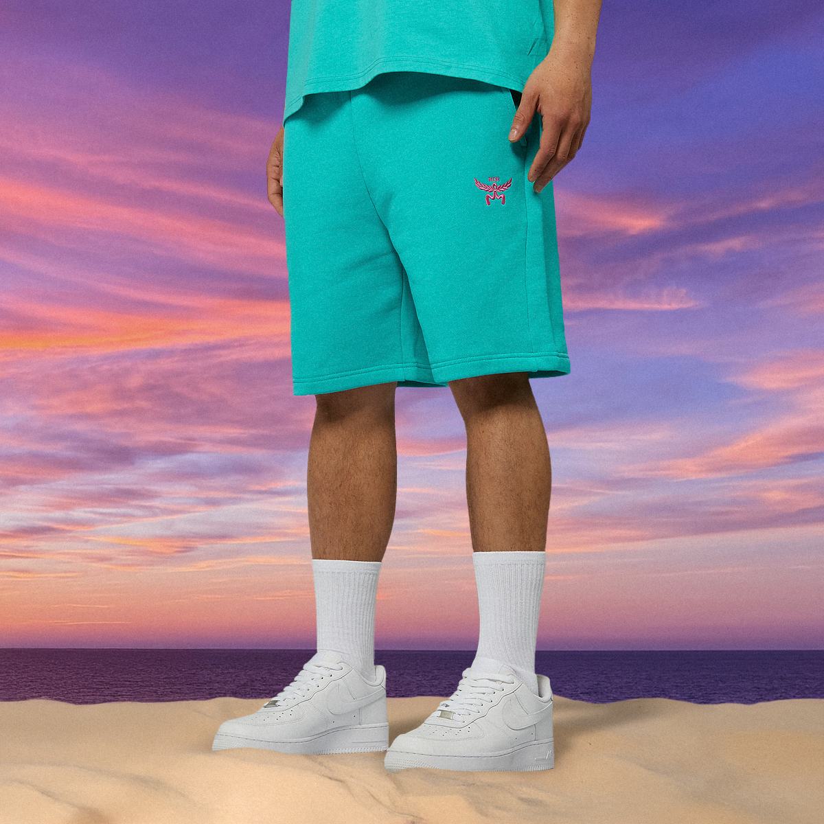 MCM x SNIPES Miami Sweatshorts men Sportshorts turkoois Maat XS Kleding