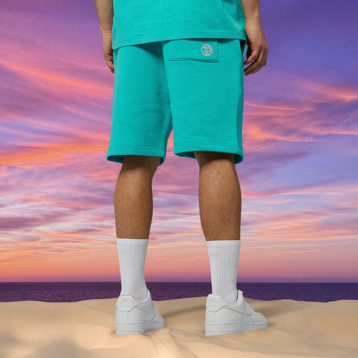 MCM x SNIPES Miami Sweatshorts men Sportshorts turkoois Maat XS Kleding