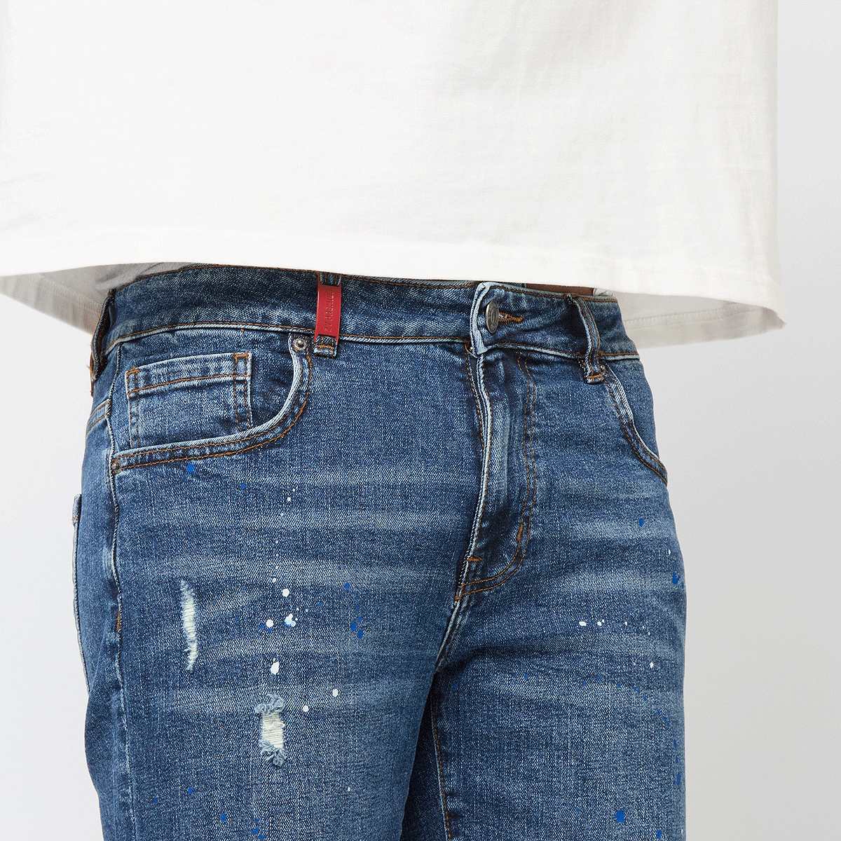 2Y STUDIOS Leonardo Ripped Slim Fit Shorts men blauw Kleding