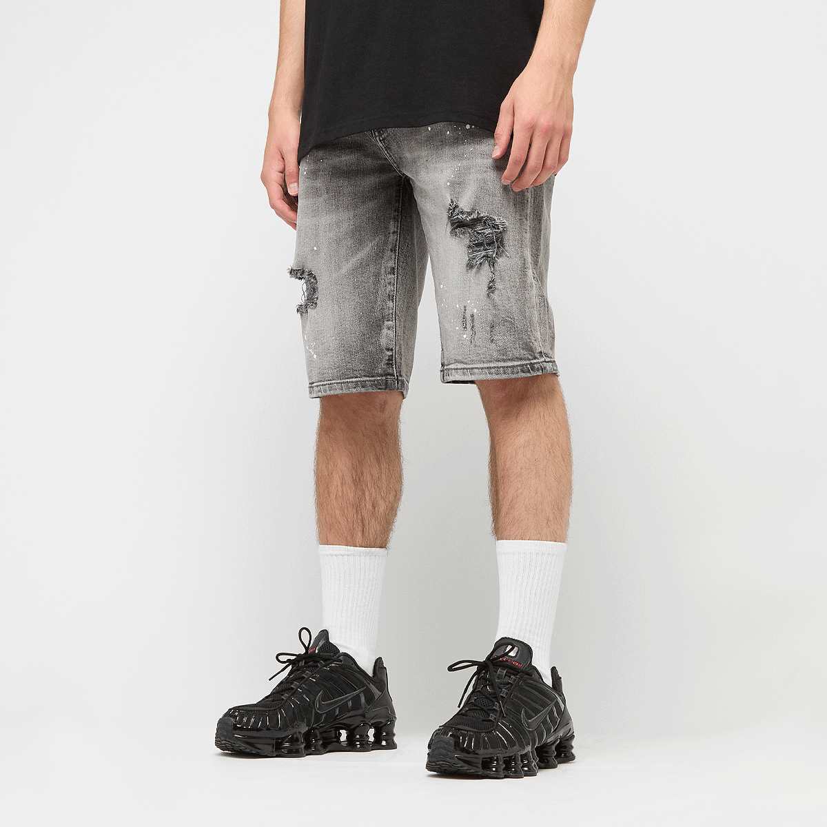 2Y STUDIOS, Victor Ripped Slim Fit Shorts, grey