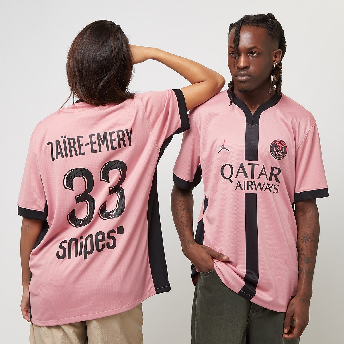 Jordan Zaïre-Emery No. 33 PSG Third Stadium 2024 25 unisex Trainingspakken lichtroze Maat S Kleding