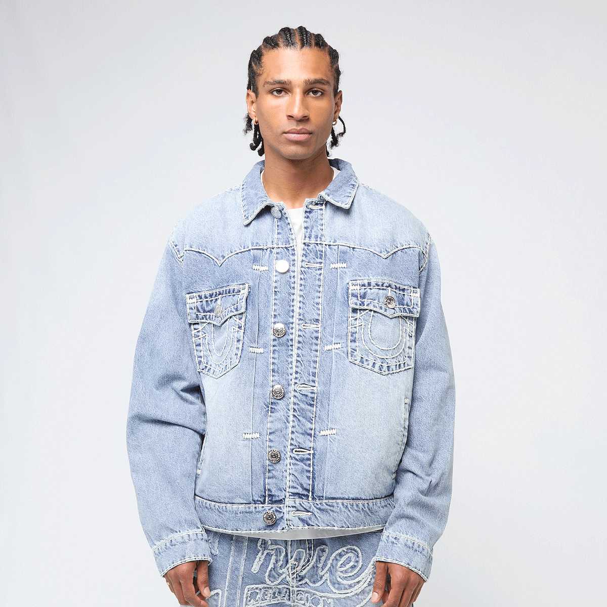Selected, True Religion, Super T Oversized Denim Jacket, blue