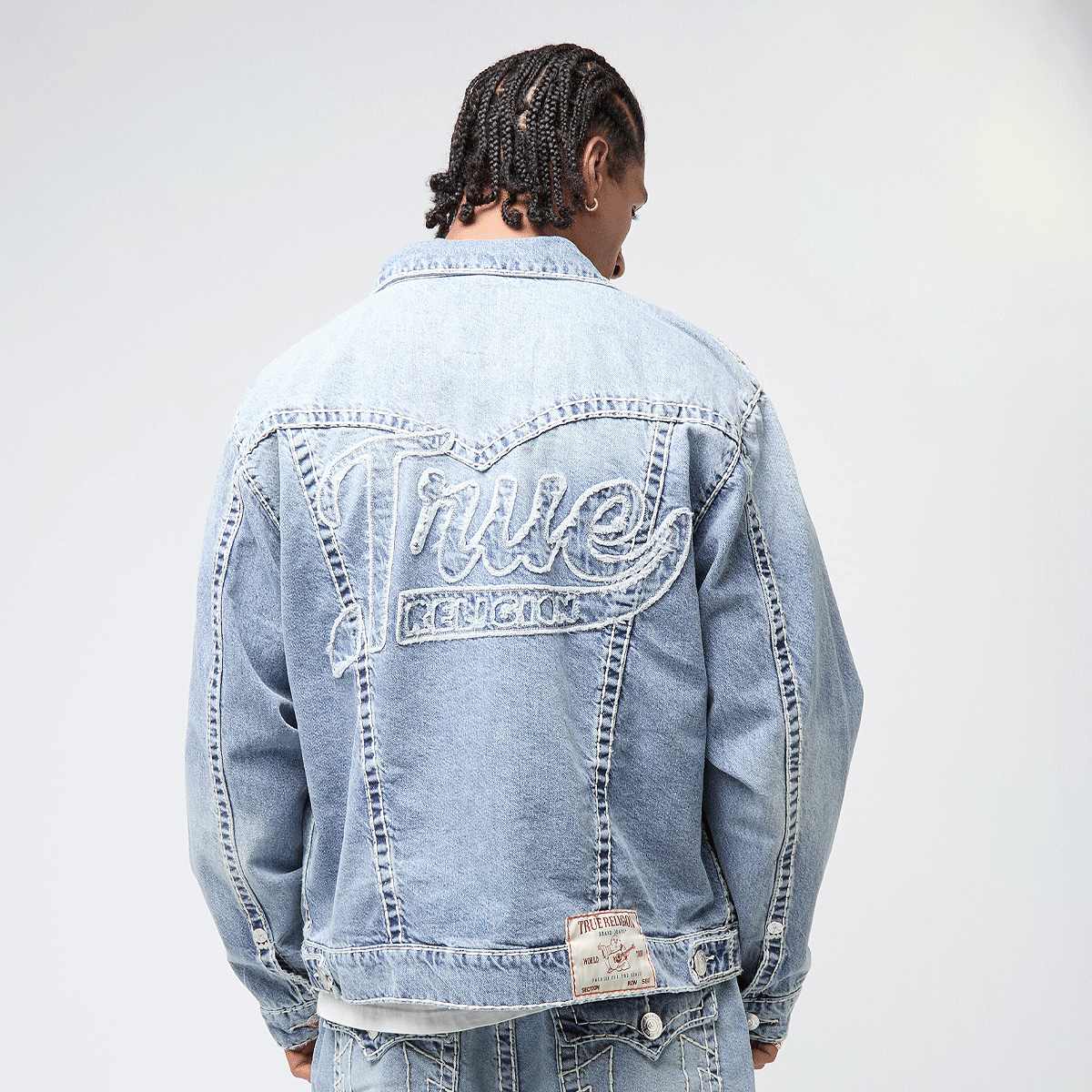 True Religion Super T Oversized Denim Jacket men Spijkerjassen blauw Maat S Kleding