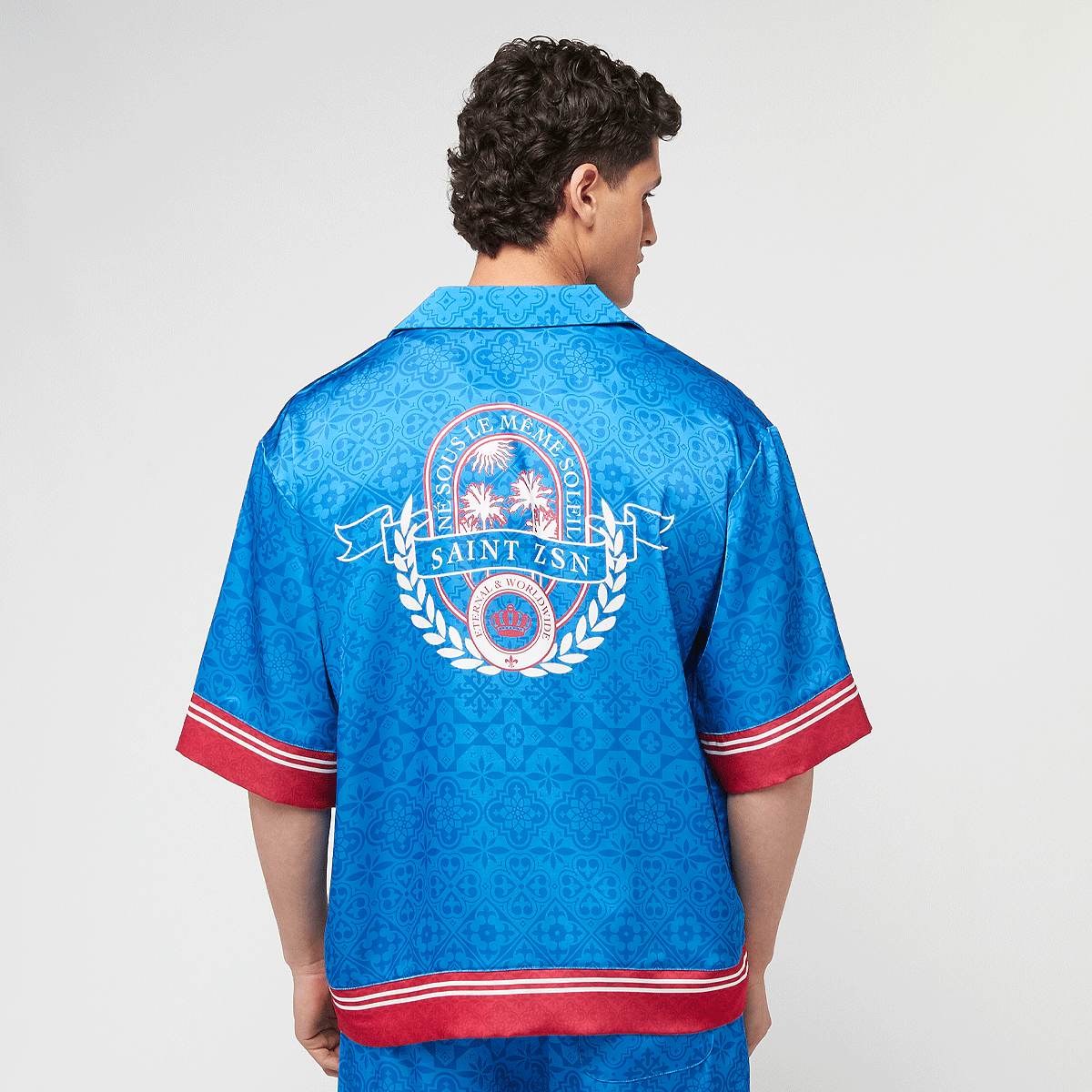 zəяo si:x nœf, Primary Logo Ornament Resort Shirt, blue