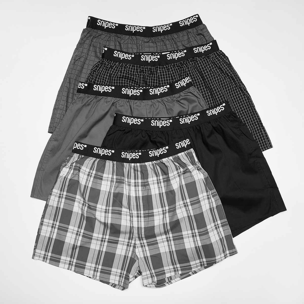 SNIPES 5 PACK Black Tape Woven Boxershorts men Onderbroeken grijs Maat XL Kleding