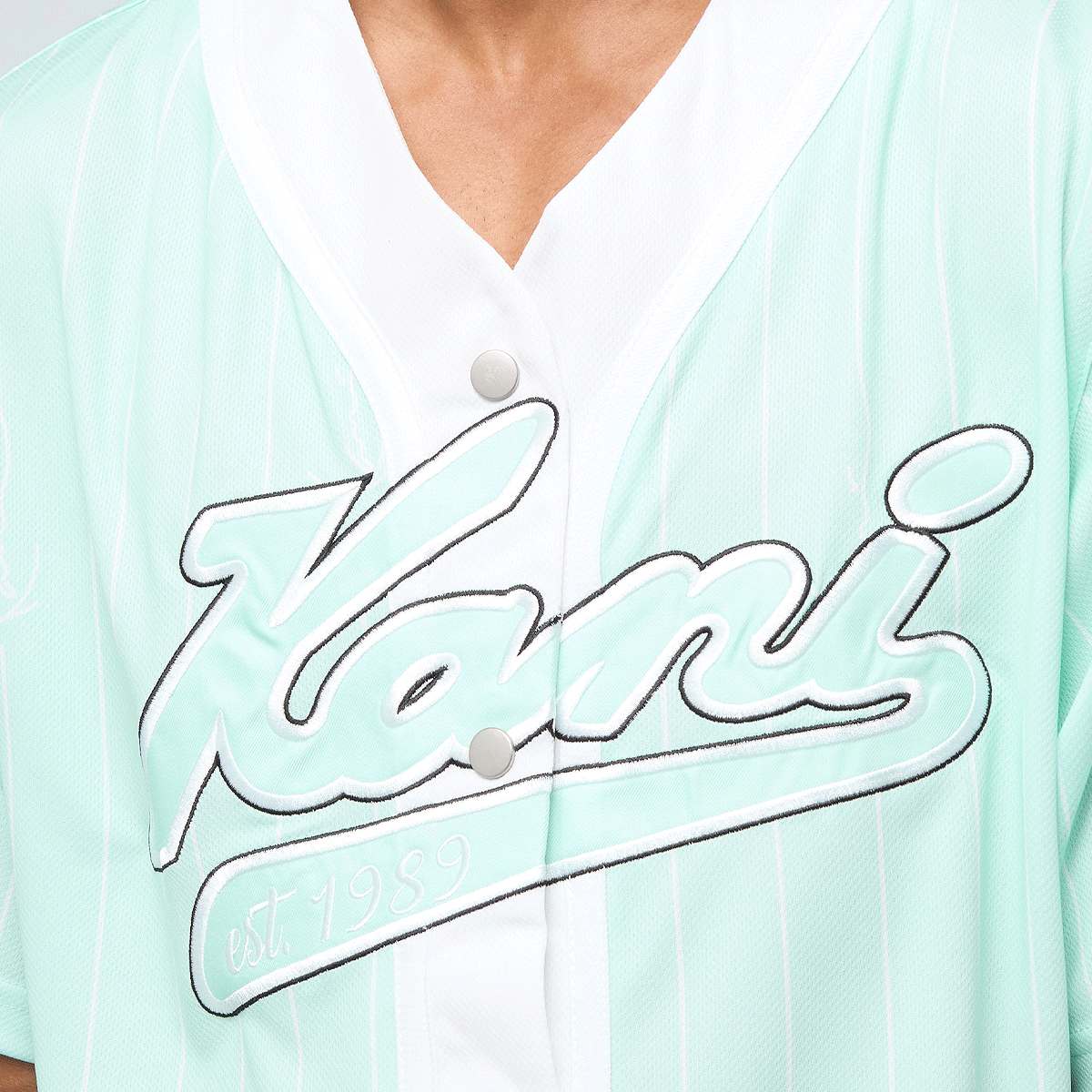 Karl Kani Varsity Logo Pinstripe Baseball Shirt Men Overhemden blauw Maat S Kleding