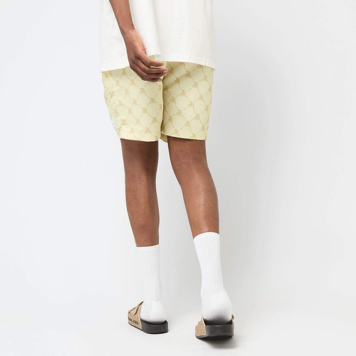 Karl Kani Retro Swim Shorts men Swimwear beige Maat S Kleding