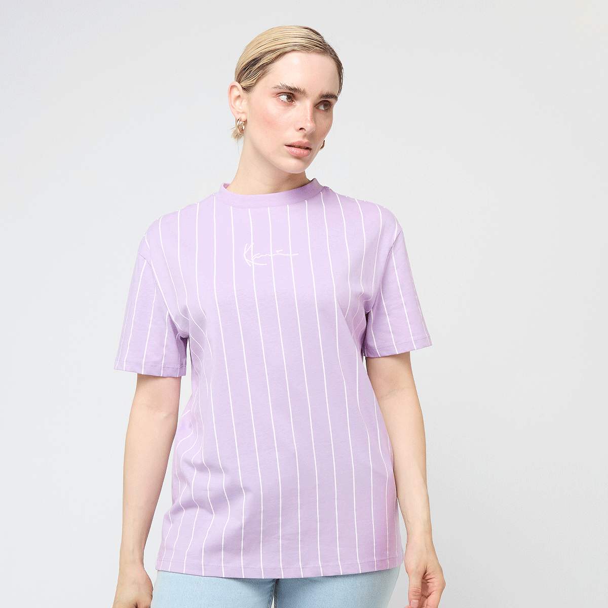 Karl Kani, Small Signature Essential Pinstripe Oversized Tee, purple