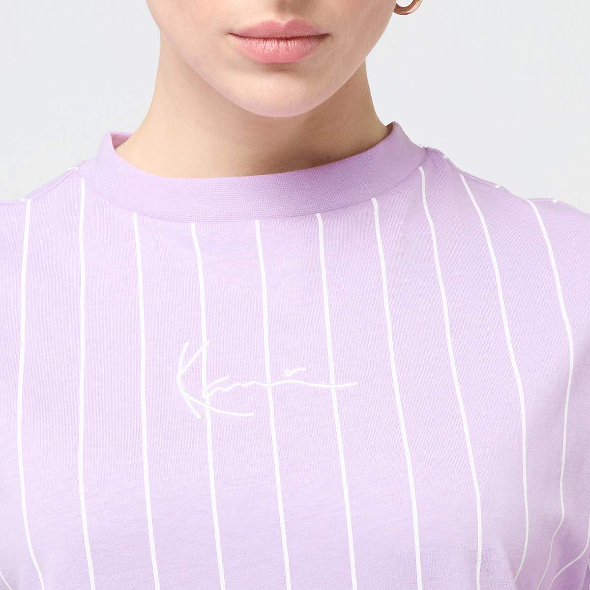 Karl Kani Small Signature Essential Pinstripe OS Tee Women T-Shirts & Polo's roze Maat XS Kleding