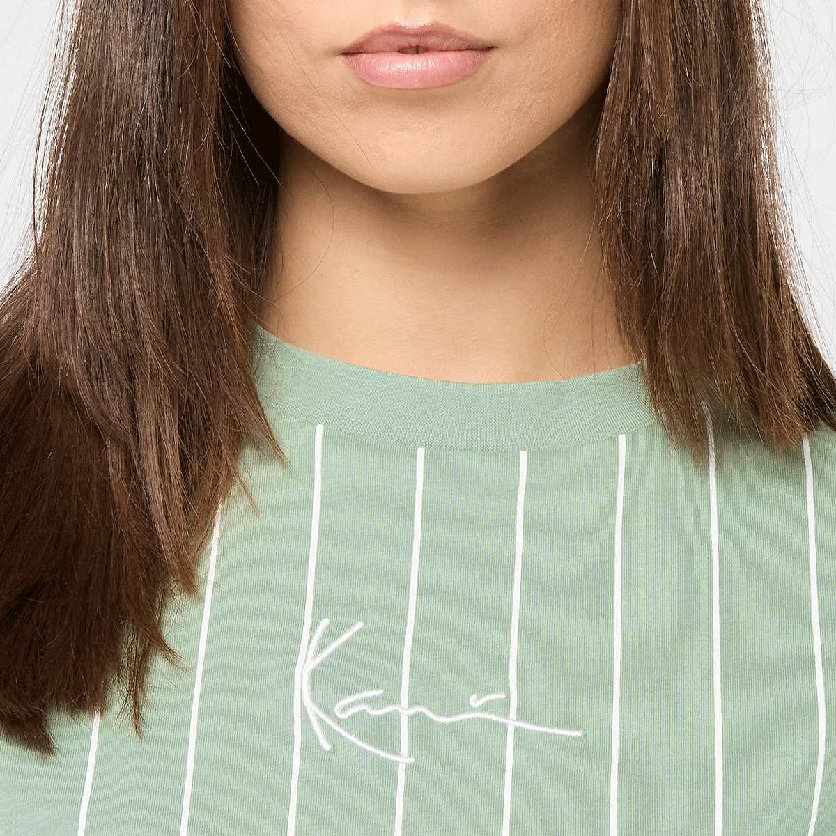 Karl Kani Small Signature Essential Pinstripe Oversized Tee Women T-Shirts & Polo's groen Maat XS Kleding