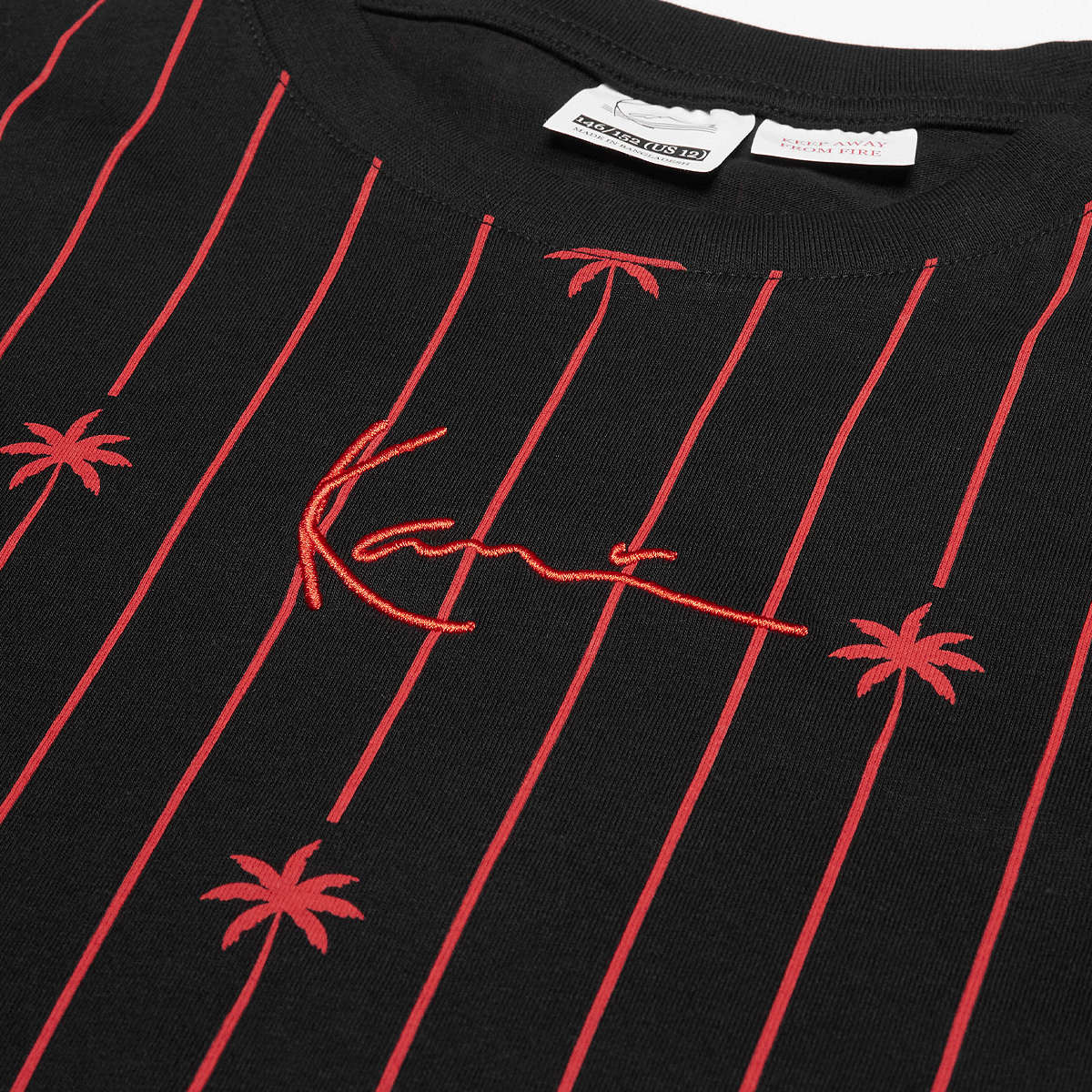 Karl Kani Signature Palm Pinstripe T-Shirt Junior Unisex T-Shirts zwart Kleding