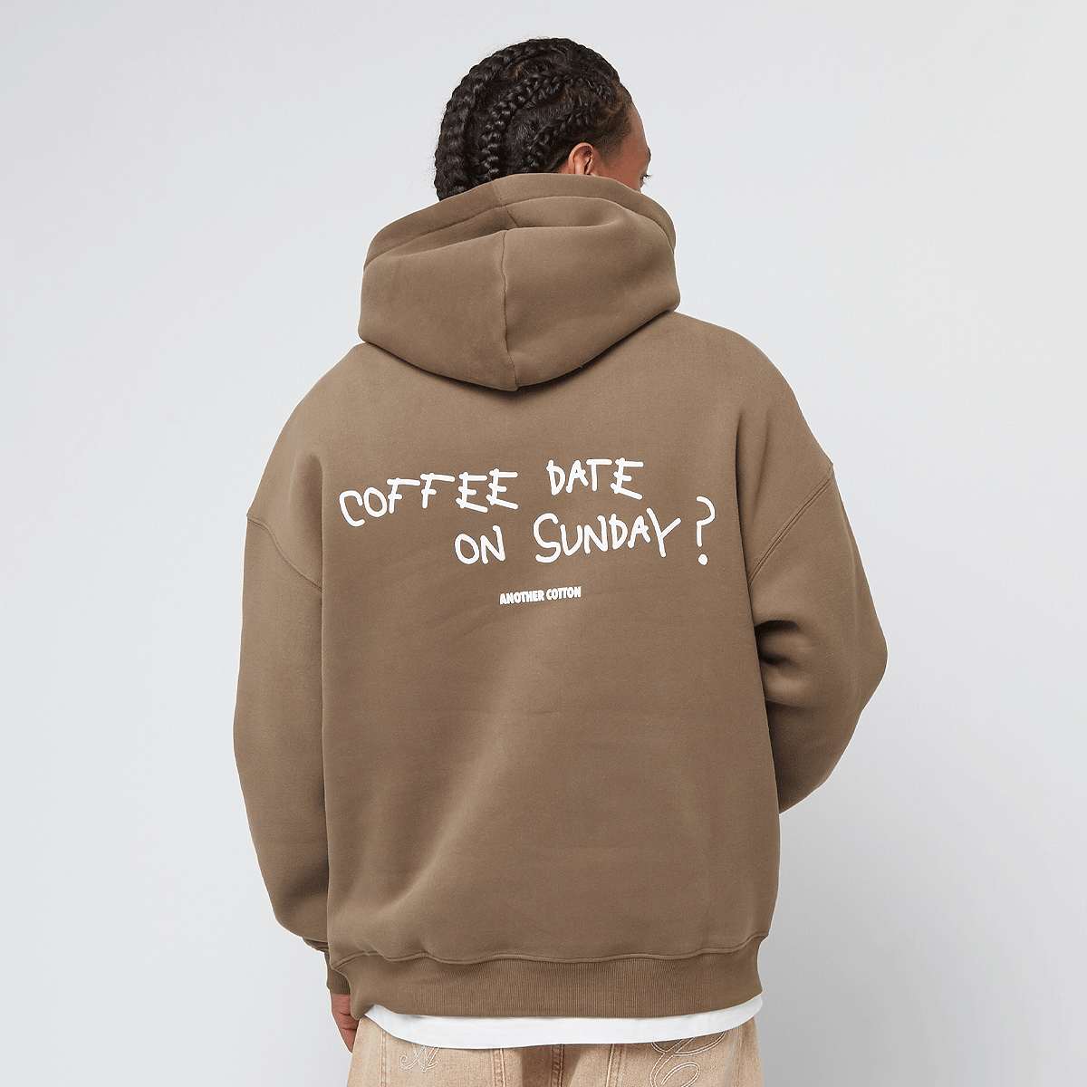 Another Cotton Lab Coffee Date Oversized Hoodie men Hoodies & Sweaters bruin Maat XL Kleding