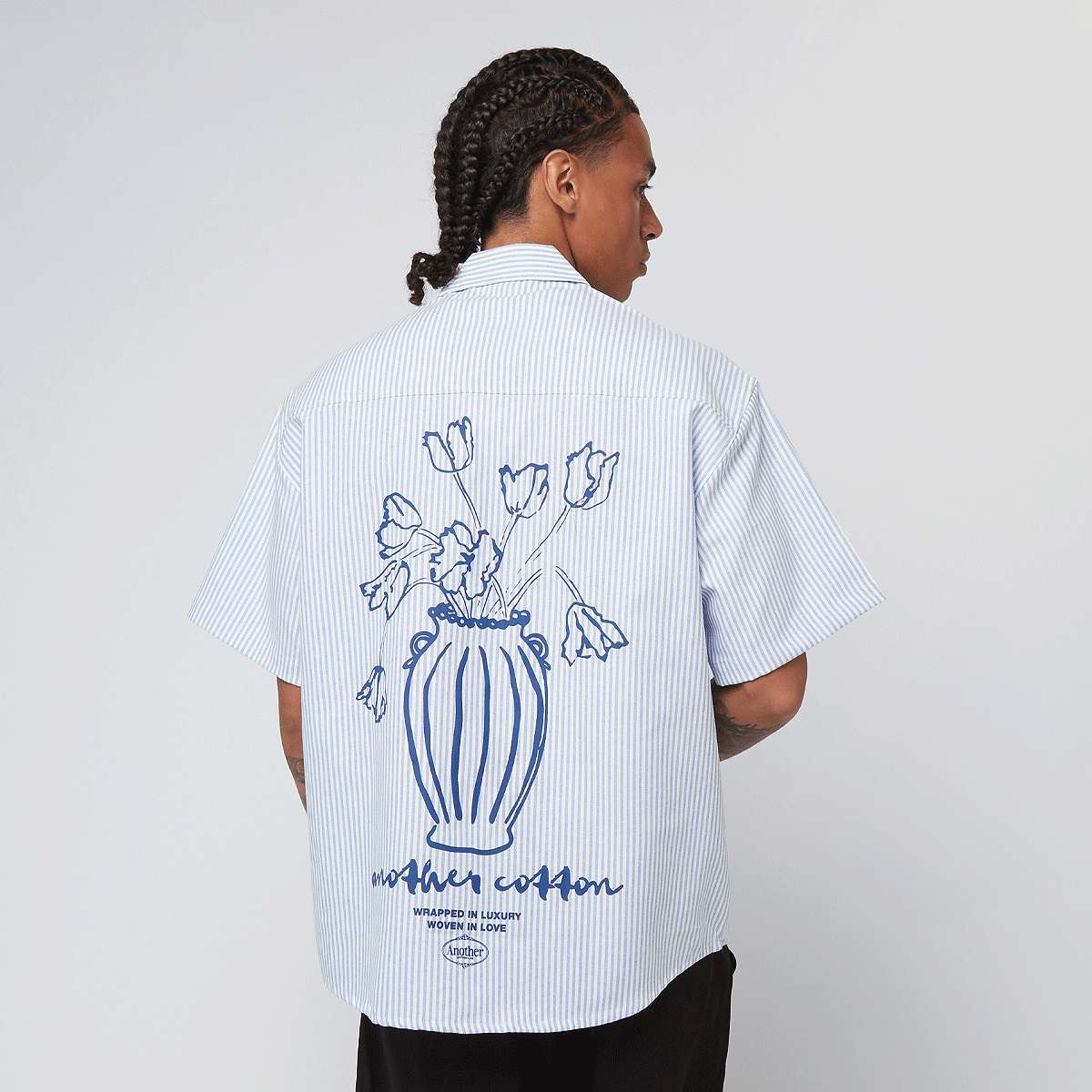 Another Cotton Lab, Oversized Short Sleeve Shirt, blue