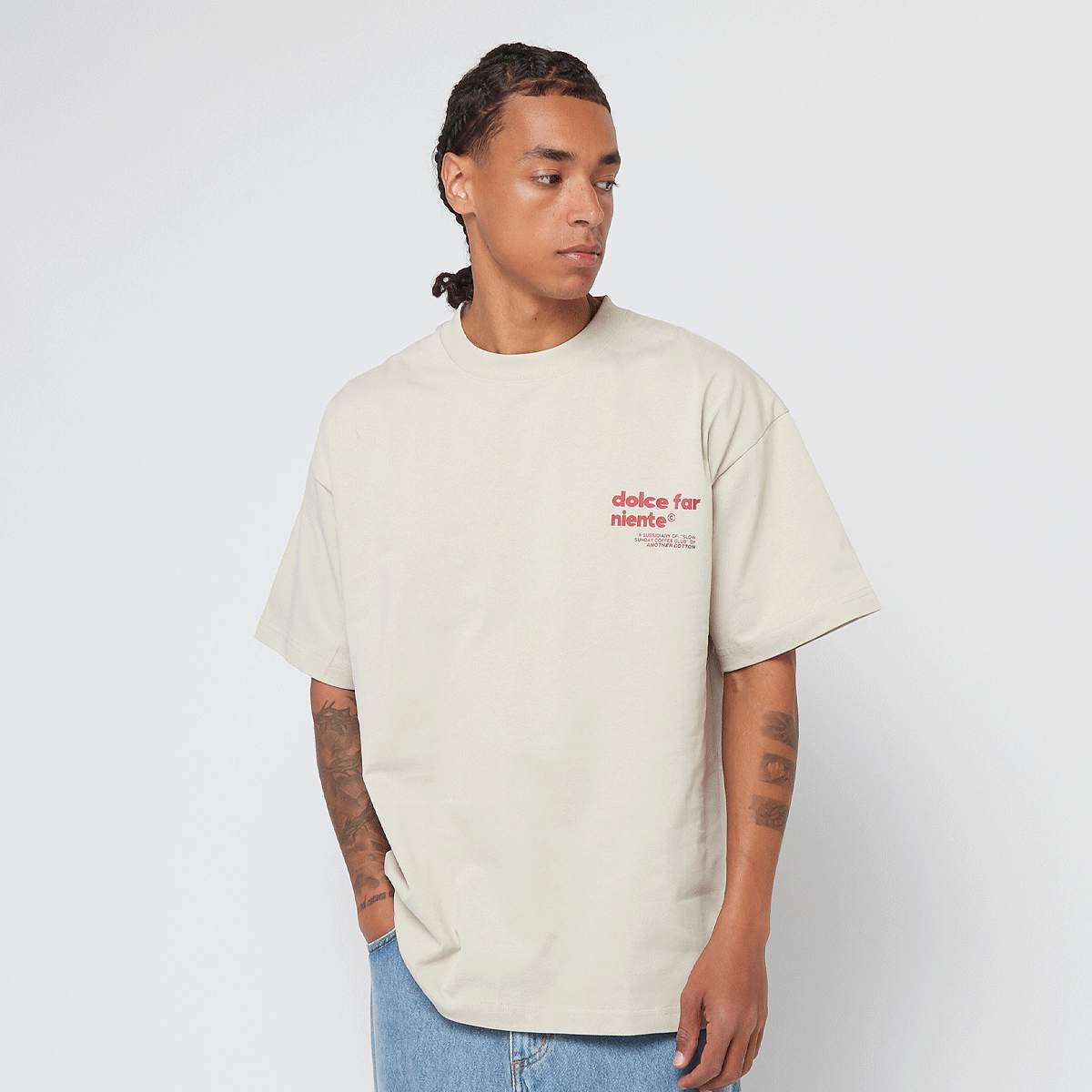 Another Cotton Lab Leisure Club Oversized T-Shirt men T-Shirts & Polo's beige Maat L Kleding