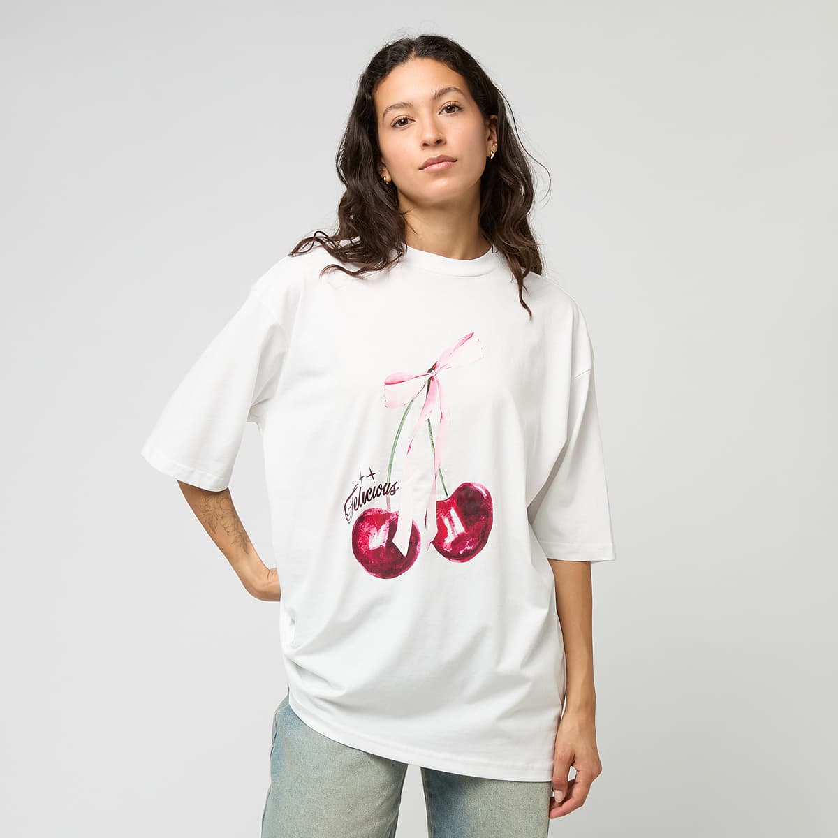 Felicious, Cherry Oversize Tee, white