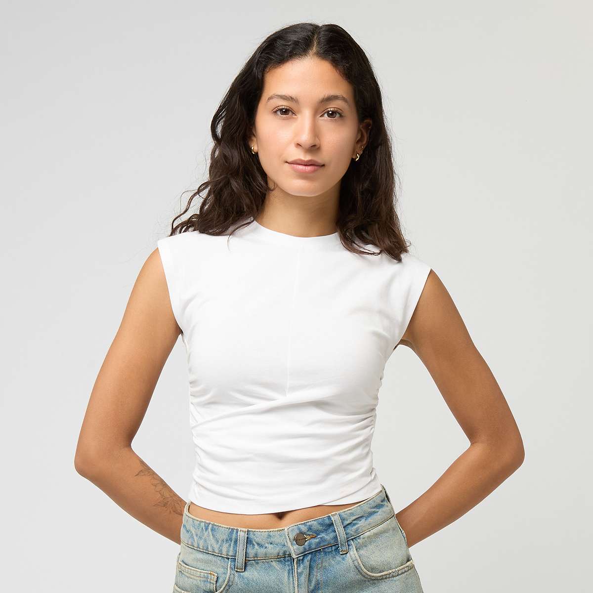 Urban Classics, Ladies Cropped Wrapped Top, white